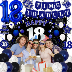 TAOTOSUNE Blue black silver balloons set for edgy party decor