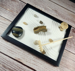 TAPBULL Zen Sand Garden rocks add gentle texture for focus on any desk.