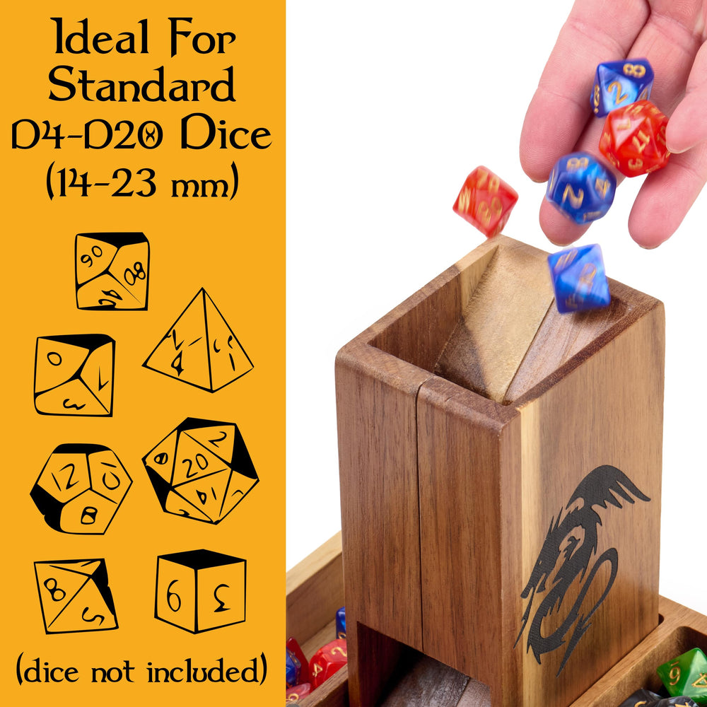 Tapeera spacious 9x6 inch dice tray ready for multiple dice.
