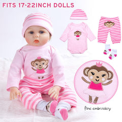 TatuDoll pink stripe hat completes the monkey-themed outfit
