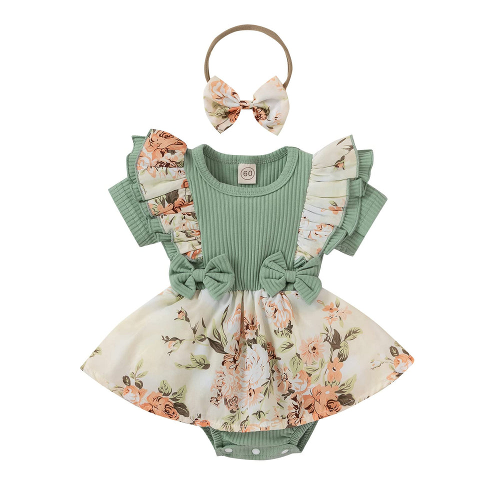 TatuDoll reborn doll clothes 2pc set with floral romper and headband for 22-24 inch dolls