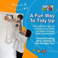 Taylor Toy door-hanging hamper backboard keeps clothes tidy and accessible
