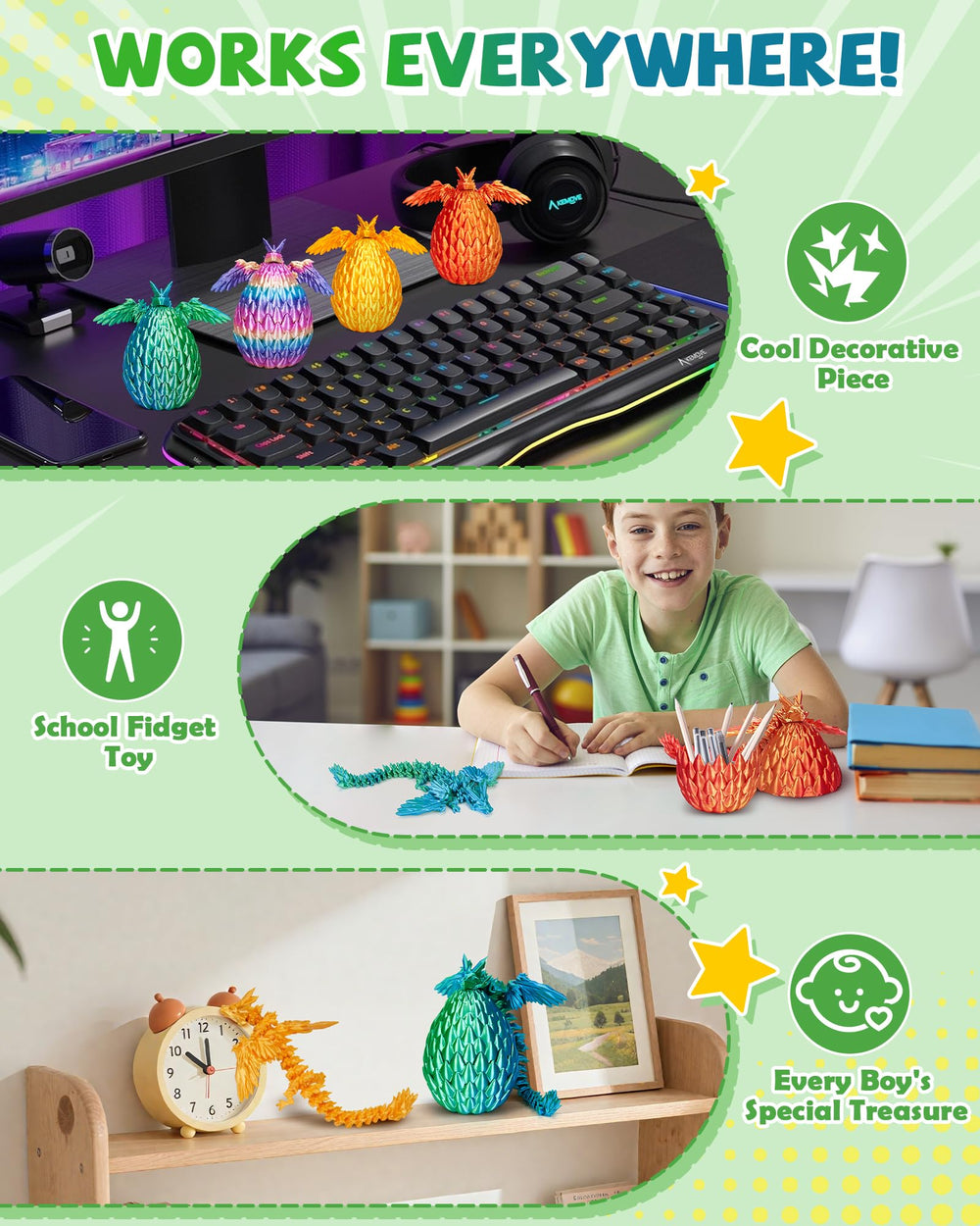 TBOLINE eco-friendly PLA dragons crafted from safe materials for kids