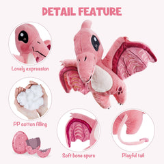 TCBunny pink dinosaur plush made with durable soft materials