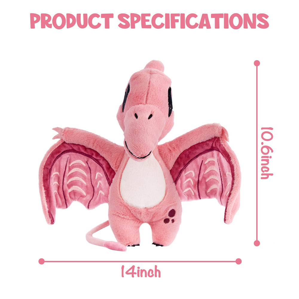 TCBunny pink dinosaur plush with embroidered eyes for safety