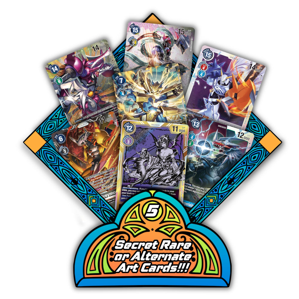 TCG Elements Digimon foils spread reveals 15 random foils with shimmering accents