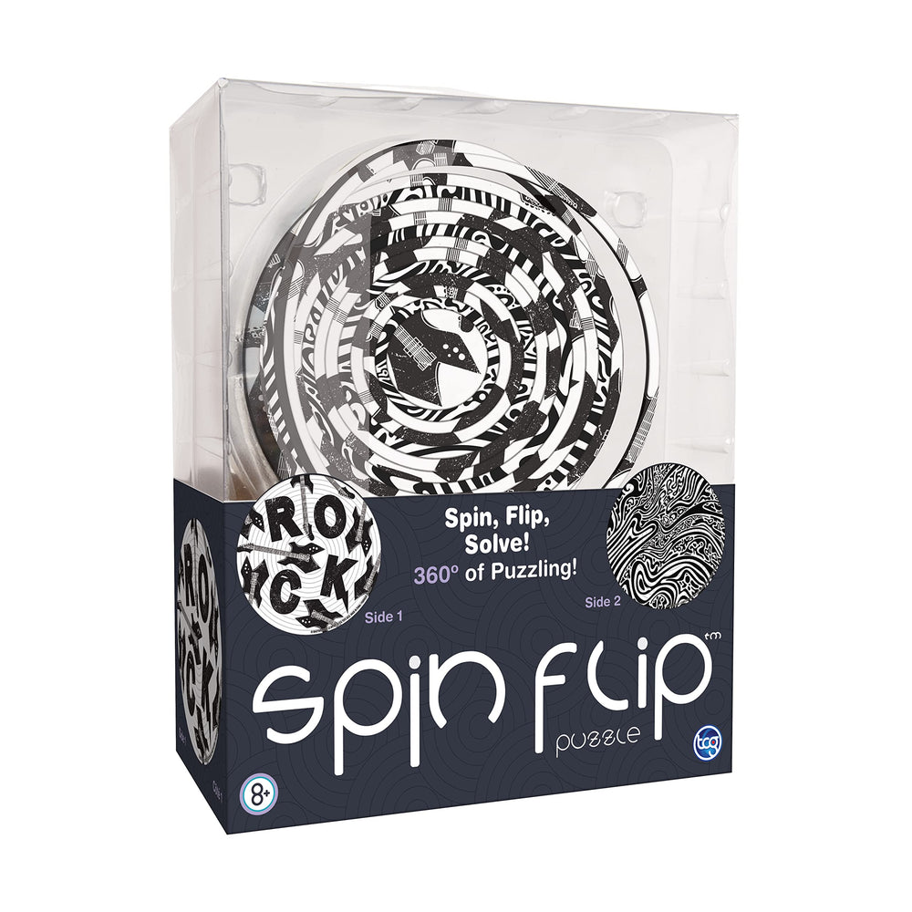 TCG Toys Spin Flip Puzzle hypnotic side view showing dual imagery for extended engagement
