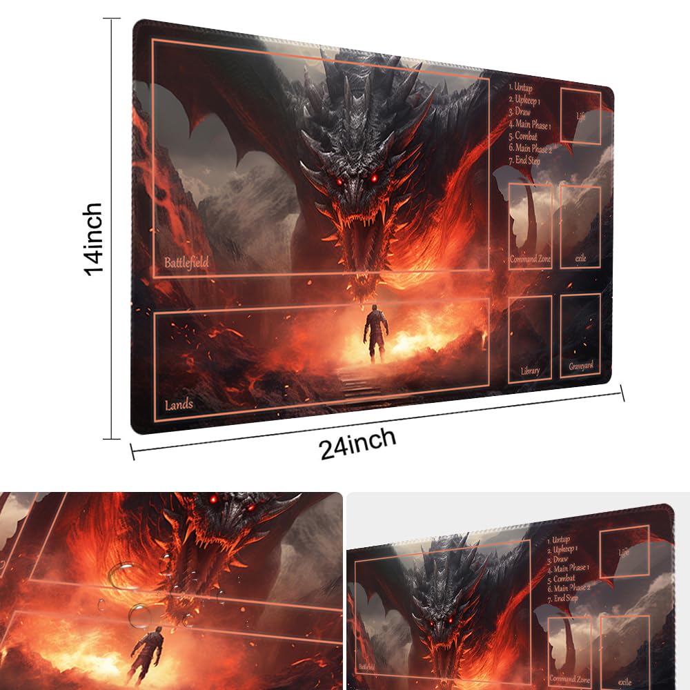 TCGMAT MTG Playmat laid out on a table showing ample 24x14 inch surface.