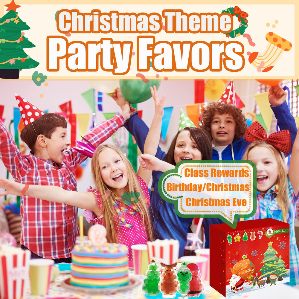 TCRDDQF Christmas squishy gift box design highlighting party favors and stocking stuffers.