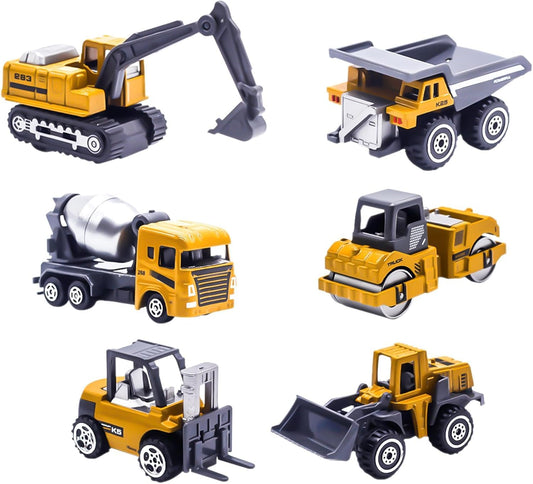 Tcvents 6-pack construction trucks offer durable alloy play for kids.