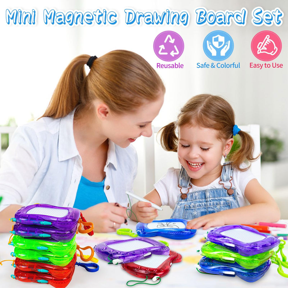 Tcvents colorful doodle boards help kids explore shapes and writing without paper waste.