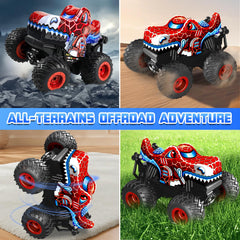 Tcvents off-road capability of the RC spider truck on grass and gravel.