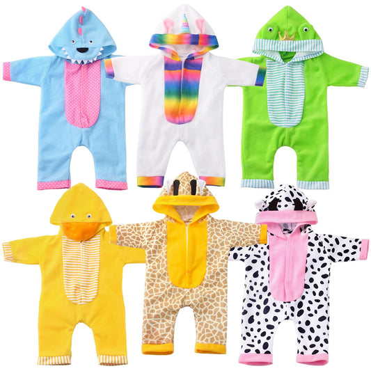 TDDS9 blue dinosaur jumpsuit for 14-18 inch dolls, durable fabric and easy wash