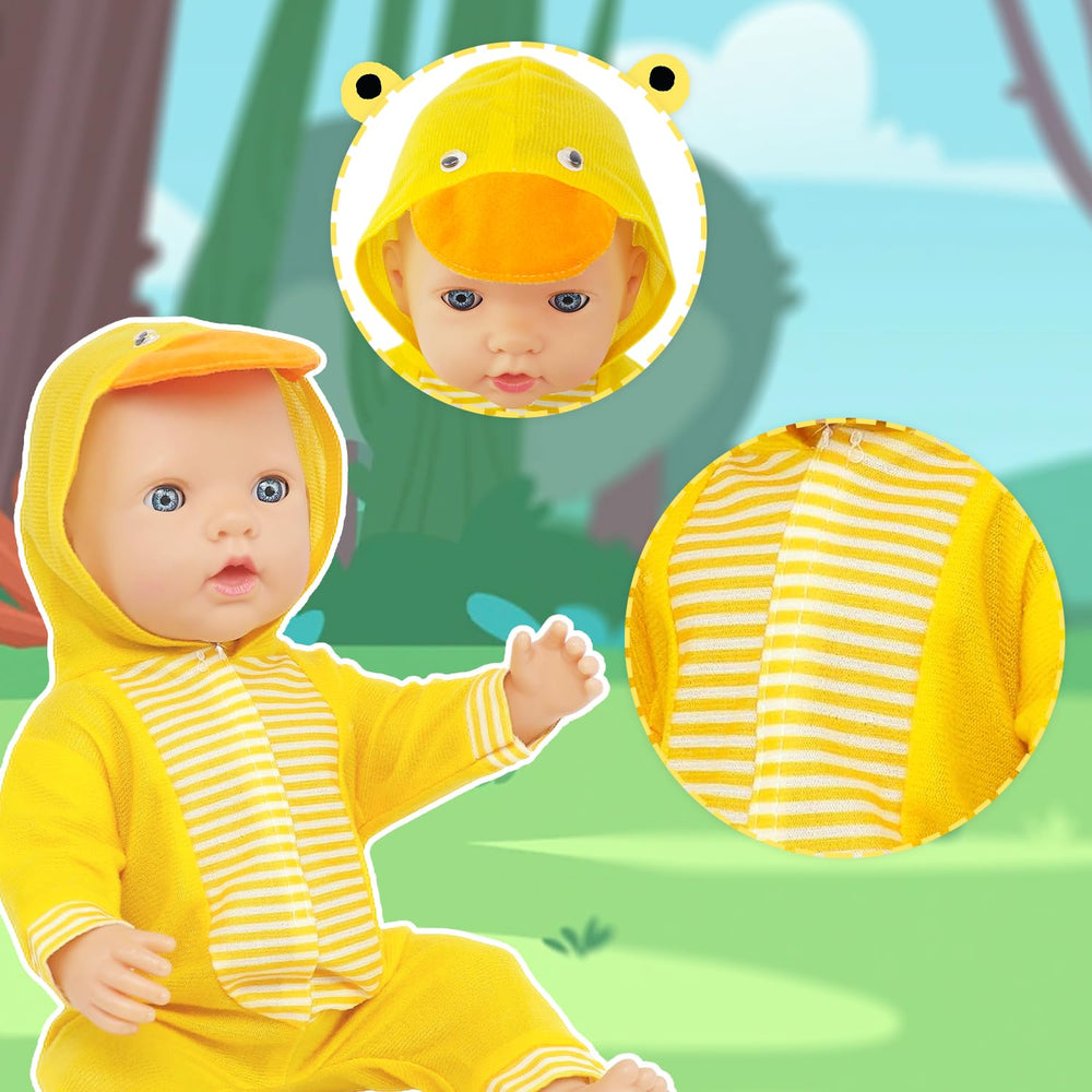 TDDS9 brown giraffe jumpsuit for 14-18 inch dolls, playful design inspires imagination