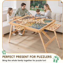 TEAKMAMA puzzle table with divided drawers for sorting by color and theme