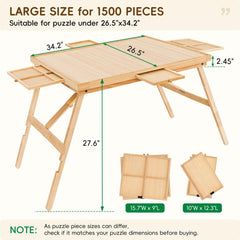 TEAKMAMA puzzle table work area 34.2 x 26.5 inches supports large puzzles