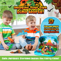 Team Power dinosaurs set with play scenery inside promotes imaginative pretend-play during travel