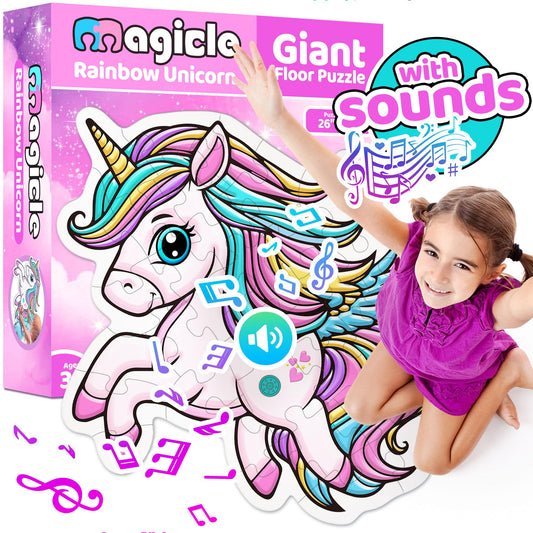 Team Power Music and Sound Unicorn Floor Puzzle: oversized 26x24 inch design for easy handling.