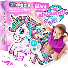 Team Power Music and Sound Unicorn Floor Puzzle: oversized 26x24 inch design for easy handling.