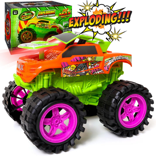 Team Power exploding monster truck with crash sounds and lights for immersive play
