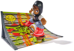 Closeup of Tech Deck board graphics and textured deck for realistic grip and style