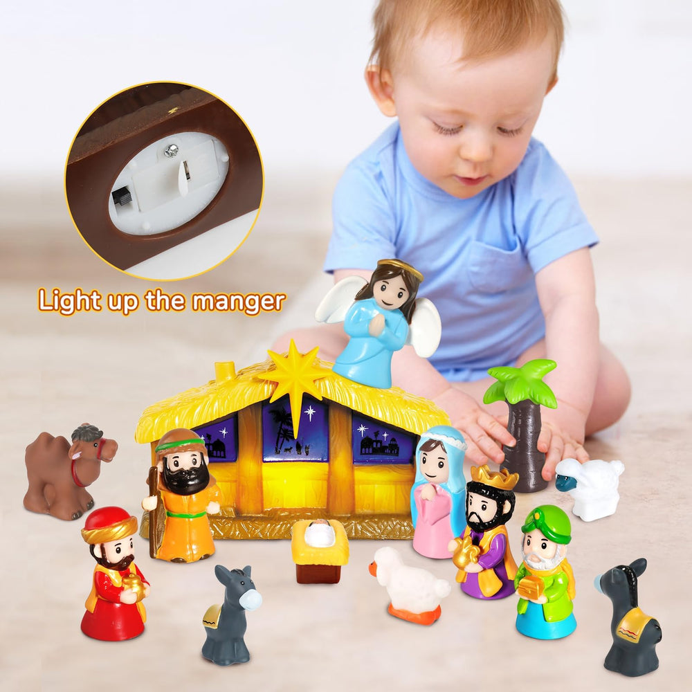 TECHTAIL Baby Jesus, Mary, and Joseph figures ready for imaginative play.