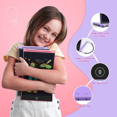 TECJOE 2 Pack LCD Writing Tablet erase button in action for quick clearing