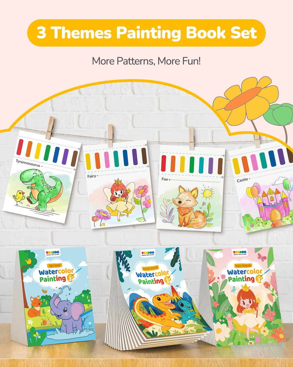 TECJOE dinosaur series watercolor book set sparks playful painting stories
