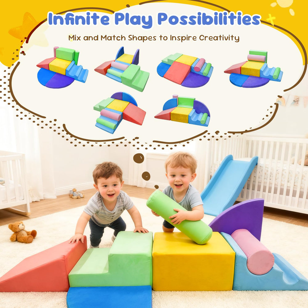 Teckid Toddler Climbing Toys triangle slide offers gentle sliding fun