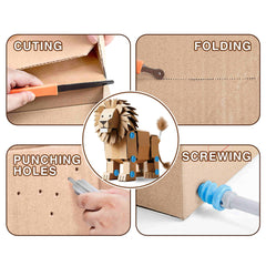 TECKMICO screwdrivers and tools empower kids to assemble cardboard projects.