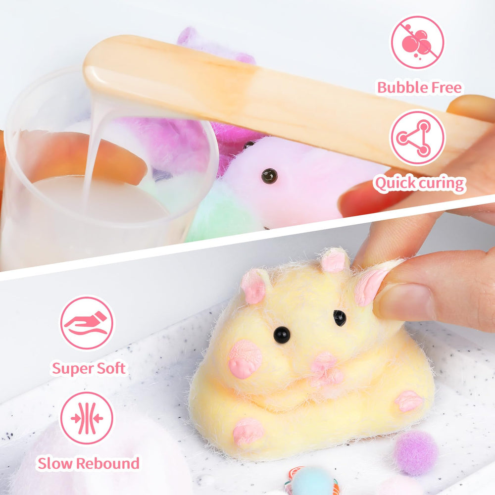TECMIYO Taba Squishy Finish shows finished squishies with satisfying slow bounce.