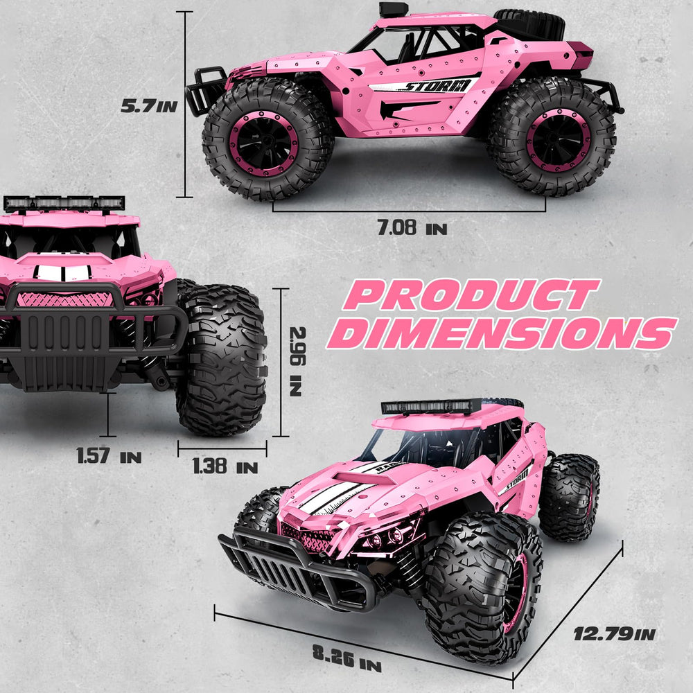 Tecnock Pink RC Car includes two batteries for extended playtime.