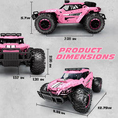 Tecnock Pink RC Car includes two batteries for extended playtime.
