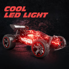 Tecnock RC car 2.4GHz remote control shown for smooth operation.