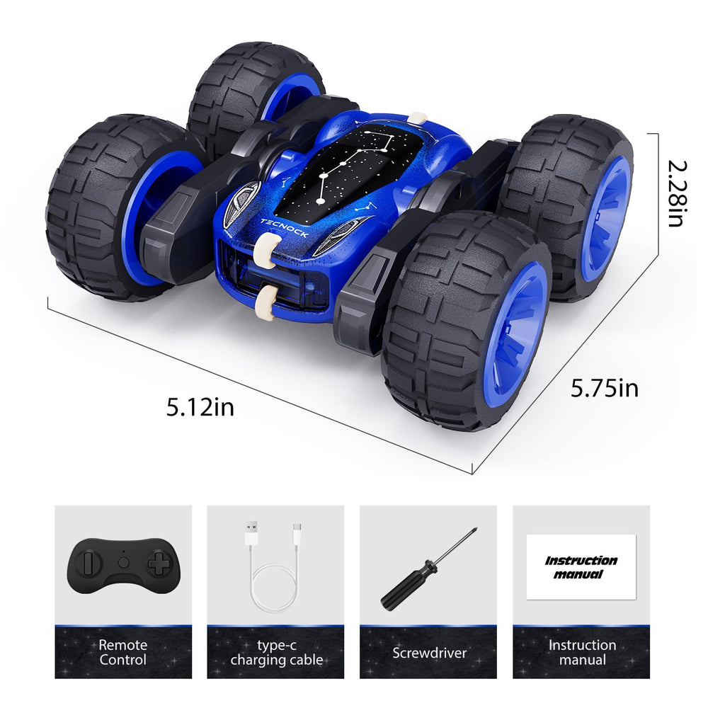 Tecnock RC car in action on carpet with drifts and jumps.