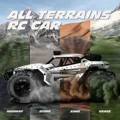 Tecnock RC car all-terrain tires conquer sand, grass, and pavement