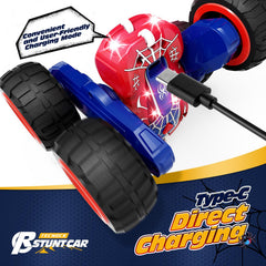 Tecnock Spider RC car flip-180 trick shot ready for dynamic play.