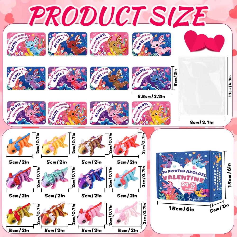 Teeanzo valentines cards featuring axolotl designs for kid-friendly exchanges