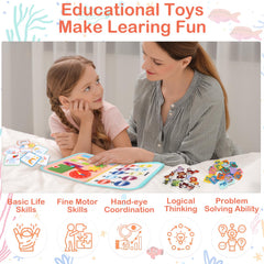 Teefrye busy board pages with alphabet and numbers for early learning