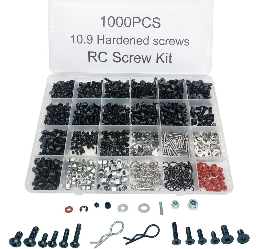 TeiRAY RC screw kit with 1000pcs in a case for quick RC repairs
