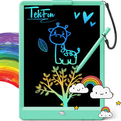 TEKFUN 10-inch LCD writing tablet in green offers a mess-free drawing space for kids.