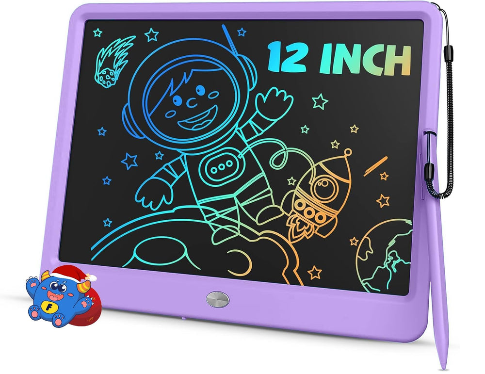 TEKFUN 12-inch LCD writing tablet in purple for vibrant doodling on the go.