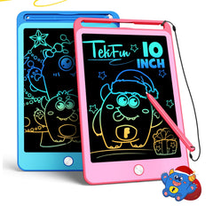 TEKFUN 2-pack 10-inch doodle boards in blue and pink for mess-free drawing.