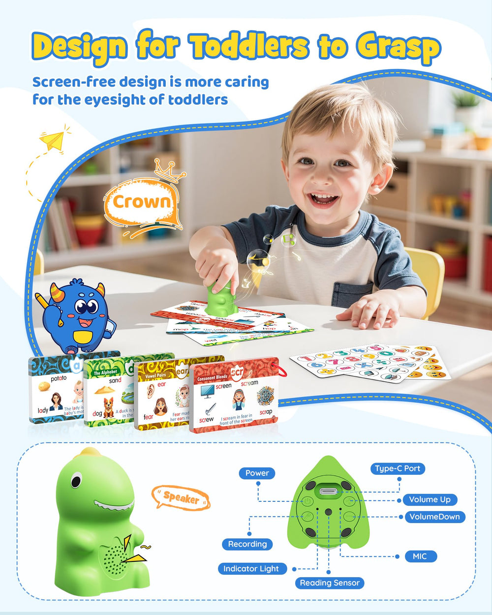 TEKFUN dinosaur stickers label items during learning sessions