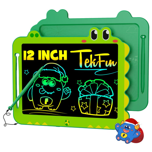 TEKFUN 12 inch green LCD writing tablet front view for doodling and learning