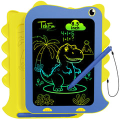 TEKFUN LCD Writing Tablet 8.5inch blue with dinosaur design encourages kids' doodles.