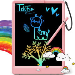 TEKFUN LCD Writing Tablet pink front view for kids' doodling on the go.