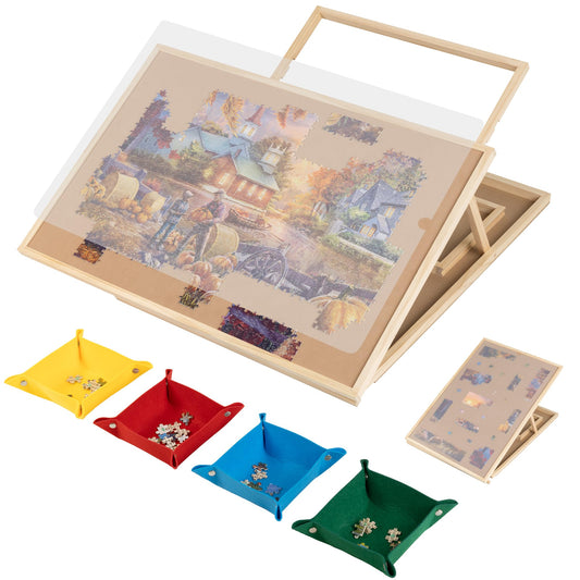 Tektalk front view of convertible puzzle board showing compact closed benefit