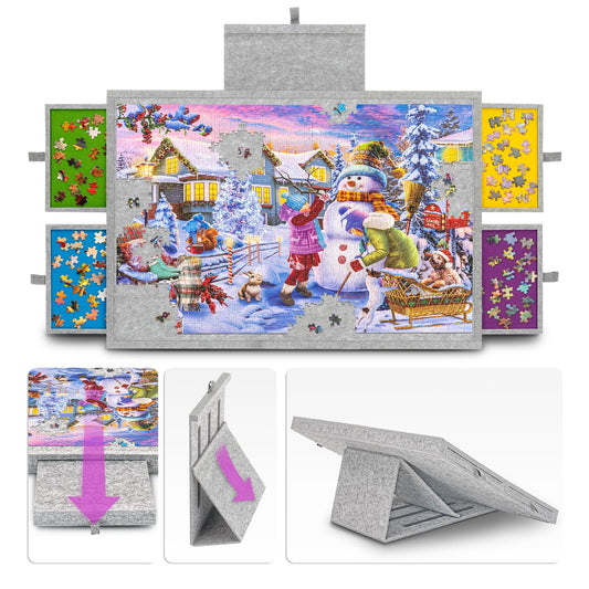 Tektalk Jigsaw Table with lightweight felt board for steady puzzle piece placement