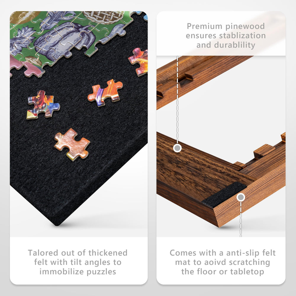 Tektalk premium felt surface keeps puzzle pieces in place.